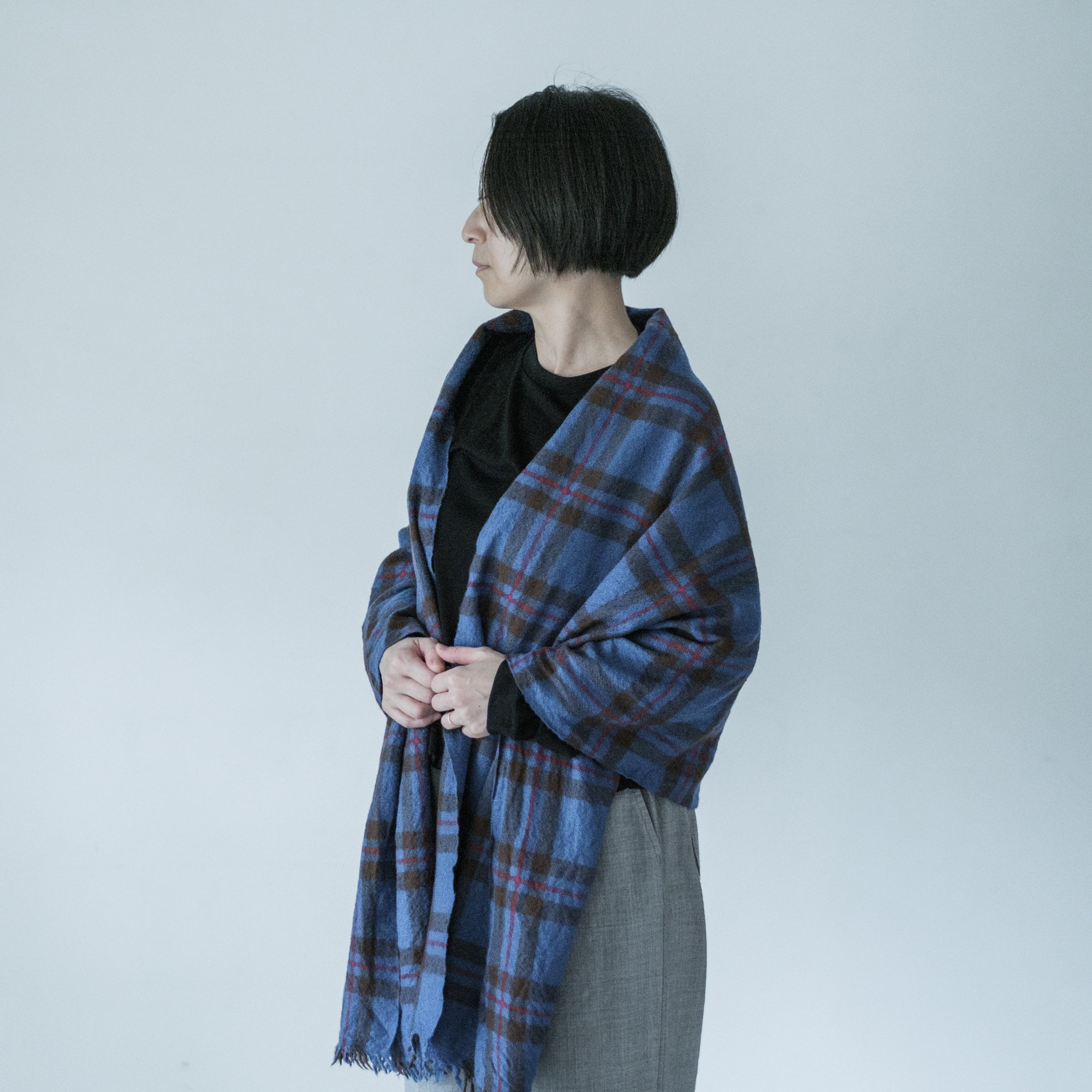 LOCALLY｜02172-1 tartancheck muffler（blue mix）