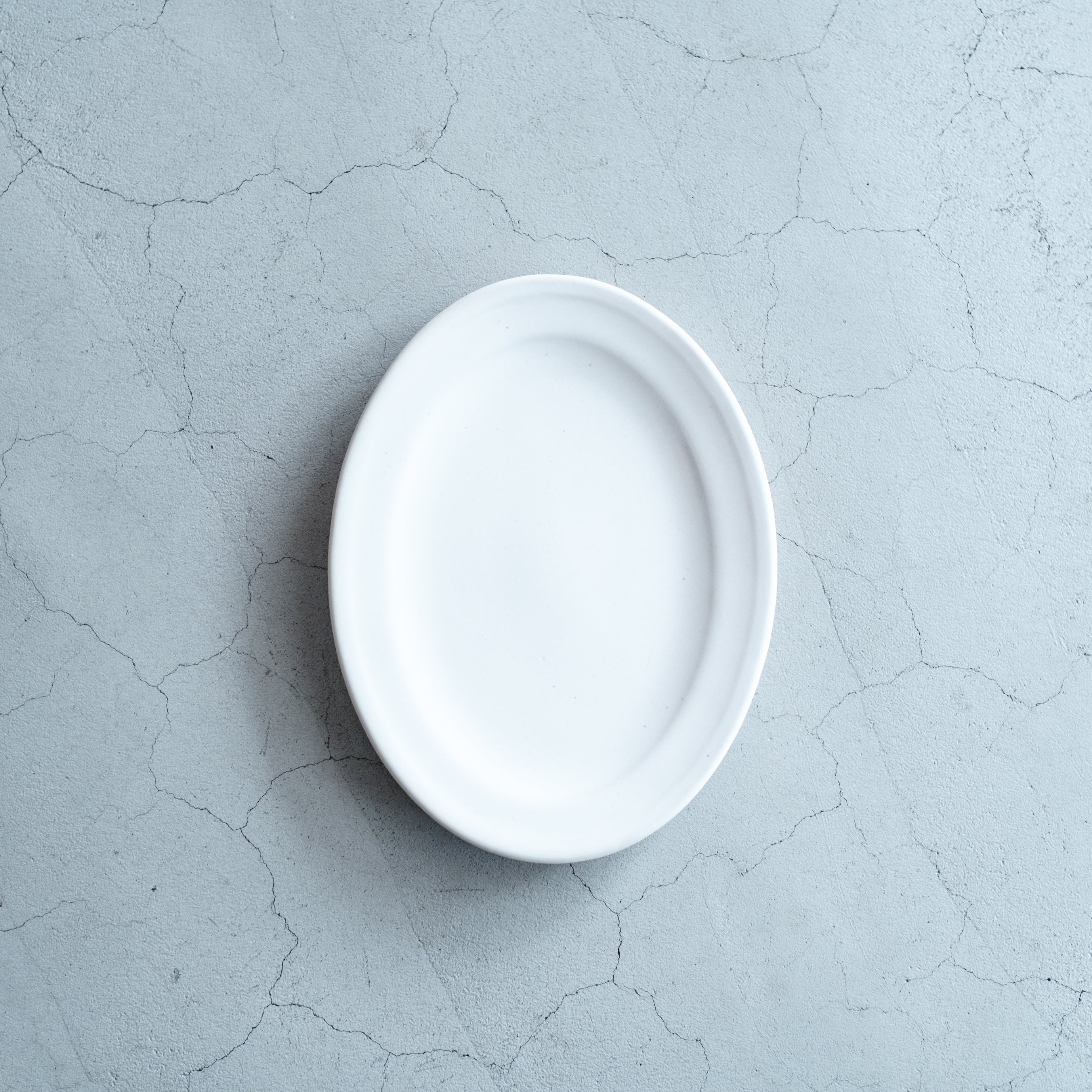 awabiware アイボリー・ブルー2枚楕円形平皿岡本純一新品未使用 awabi ware｜楕円平皿